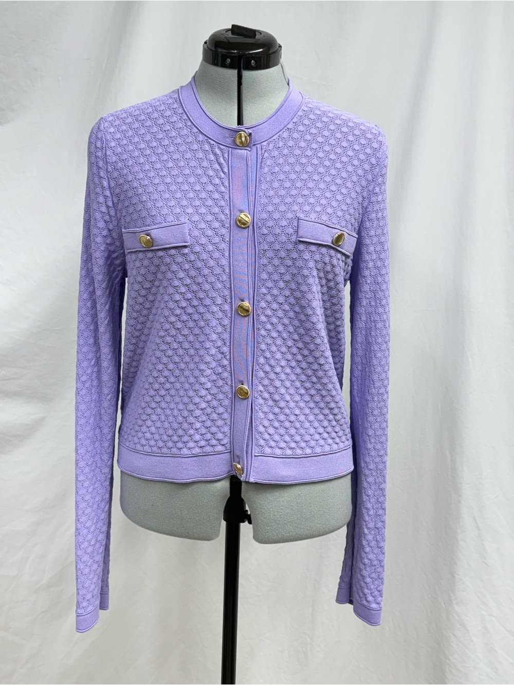 Lilac Textured Button-Front Women's Cardigan Jacket